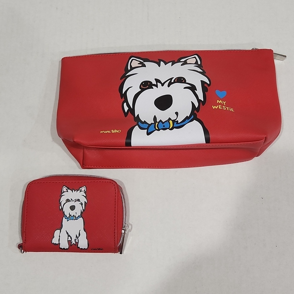 NWOT Marc Tetro Red Westie Pouch Set
